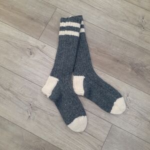 Vintage Handknit Wool Cottagecore/Cabincore Striped Cuff Socks